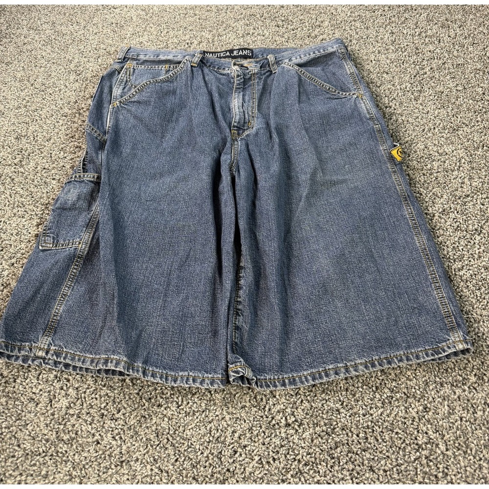 Vintage Y2K Nautica Jeans Denim Jean Shorts Men's Size 38 Blue Baggy